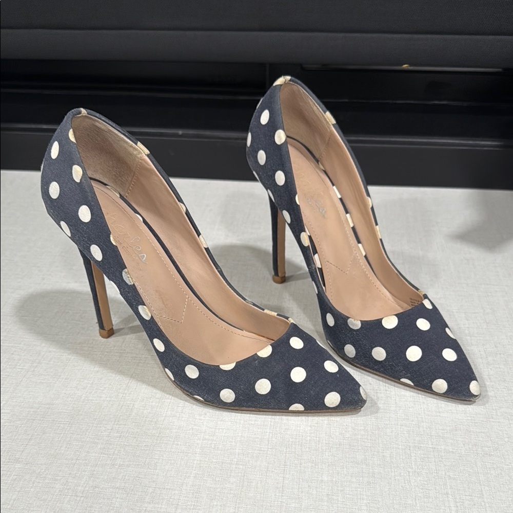 Charles & Keith Black and White Polka Dot Heels